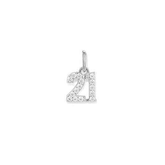 Image of Charms. Product name - Twenty-One Cubic Zirconia Pendant in Sterling Silver in colour by brand - Bevilles