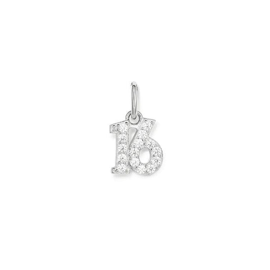 Image of Charms. Product name - Sixteen Cubic Zirconia Pendant in Sterling Silver in colour by brand - Bevilles