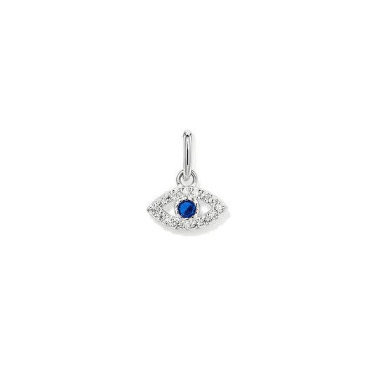Image of Charms. Product name - Evil Eye Cubic Zirconia Pendant in Sterling Silver in colour by brand - Bevilles