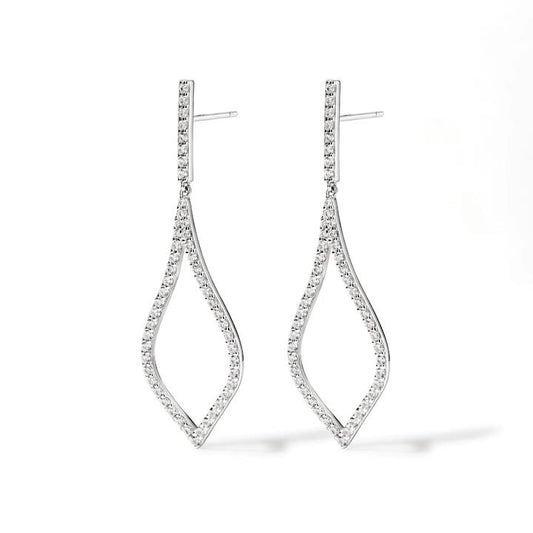 Image of Earrings. Productname: Cubic Zirconia Pave Flame Drop Stud Earrings in Sterling Silver in Silver colour by brand - Bevilles