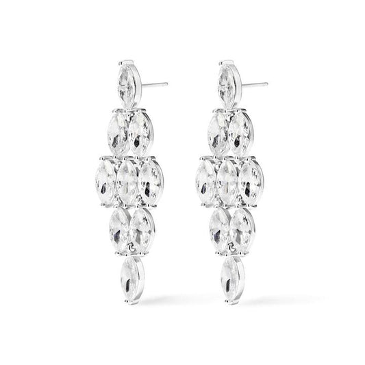 Image of Earrings. Productname: Cubic Zirconia Marquise Waterfall Stud Earrings in Sterling Silver in Silver colour by brand - Bevilles