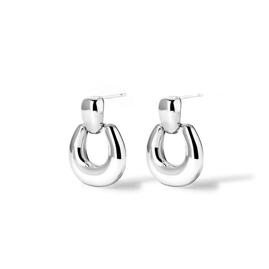 Image of Earrings. Productname: Domed Door Knocker Stud Earrings in Sterling Silver in Silver colour by brand - Bevilles