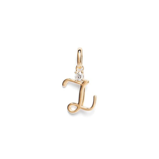 Image of Charms. Product name - Initial Z Pendant with Solitaire 0.05ct Laboratory-Grown Diamond in 9kt Yellow Gold in colour by brand - Bevilles