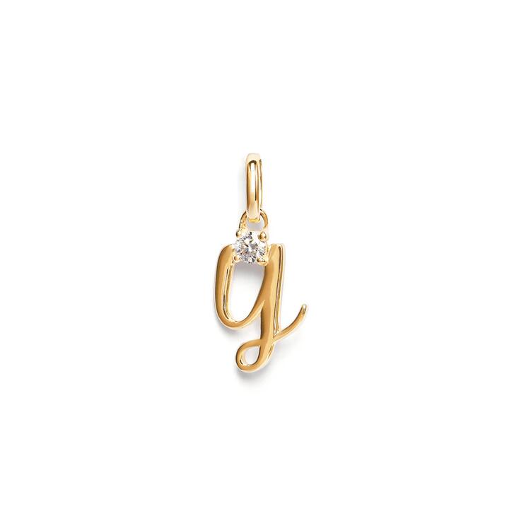 Image of Charms. Product name - Initial Y Pendant with Solitaire 0.05ct Laboratory-Grown Diamond in 9kt Yellow Gold in colour by brand - Bevilles