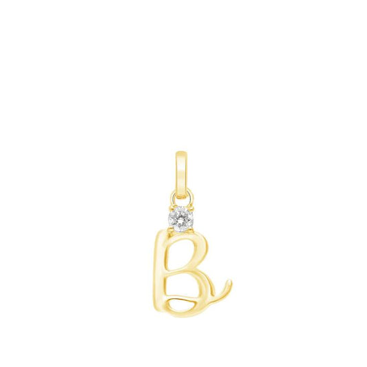 Image of Charms. Product name - Initial B Pendant with Solitaire 0.05ct Laboratory-Grown Diamond in 9kt Yellow Gold in colour by brand - Bevilles