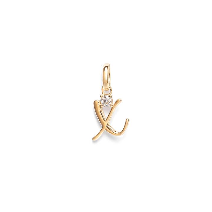 Image of Charms. Product name - Initial X Pendant with Solitaire 0.05ct Laboratory-Grown Diamond in 9kt Yellow Gold in colour by brand - Bevilles