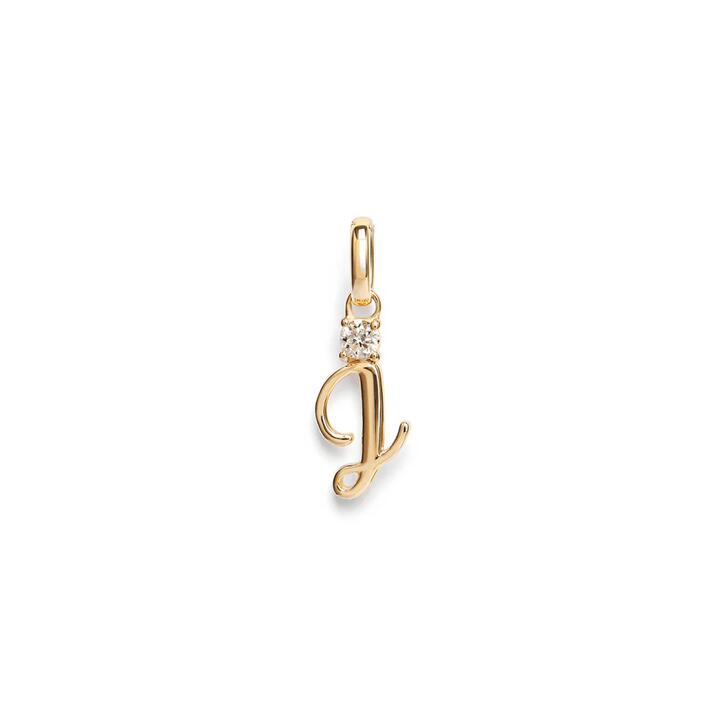 Image of Charms. Product name - Initial J Pendant with Solitaire 0.05ct Laboratory-Grown Diamond in 9kt Yellow Gold in colour by brand - Bevilles