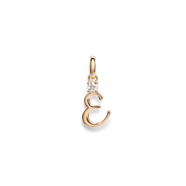 Image of Charms. Product name - Initial E Pendant with Solitaire 0.05ct Laboratory-Grown Diamond in 9kt Yellow Gold in colour by brand - Bevilles