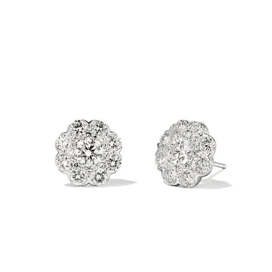 Image of Earrings. Productname: Halo Stud Earrings with 2.00tw of Laboratory-Grown Diamonds in Sterling Silver and Platinum in Diamond colour by brand - Bevilles