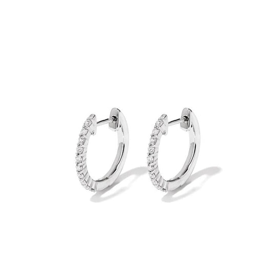 Image of Earrings. Productname: Hoop Earrings with 0.25tw of Laboratory-Grown Diamonds in Sterling Silver and Platinum in Diamond colour by brand - Bevilles