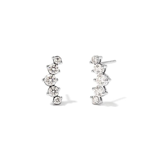 Image of Earrings. Productname: Graduated Stud Earrings with 1.00tw of Laboratory-Grown Diamonds in Sterling Silver and Platinum in Diamond colour by brand - Bevilles