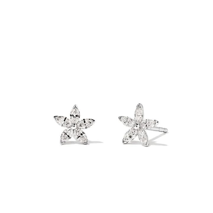 Image of Earrings. Productname: Marquise Stud Earrings with 0.30tw of Laboratory-Grown Diamonds in Sterling Silver and Platinum in Diamond colour by brand - Bevilles
