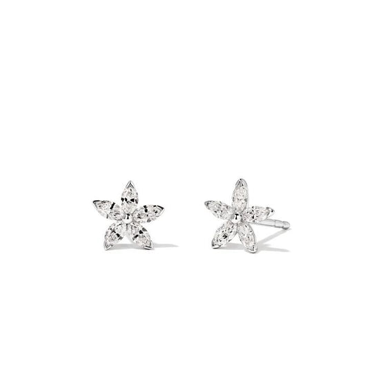 Image of Earrings. Productname: Marquise Stud Earrings with 0.30tw of Laboratory-Grown Diamonds in Sterling Silver and Platinum in Diamond colour by brand - Bevilles