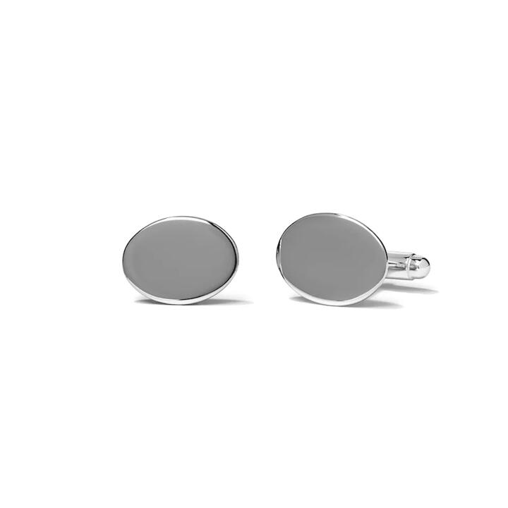 Image of Accessories. Productname: Polished Oval Cufflinks in Sterling Silver in Silver colour by brand - Bevilles