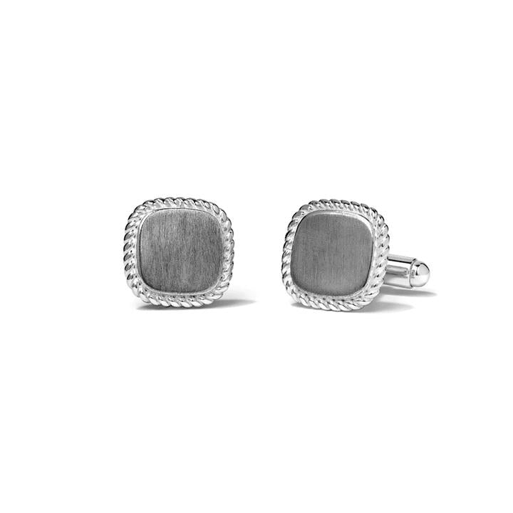 Image of Accessories. Productname: Rope-Edge Square Cufflinks in Sterling Silver in Silver colour by brand - Bevilles