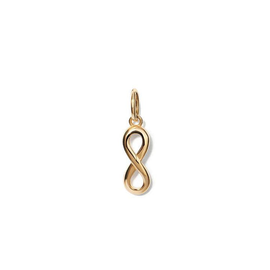 Image of Charms. Productname: Infinity Pendant in 9kt Yellow Gold in Gold colour by brand - Bevilles