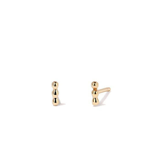Image of Earrings. Productname: Micro Ball Trio Stud Earrings in 9kt Yellow Gold in Gold colour by brand - Bevilles