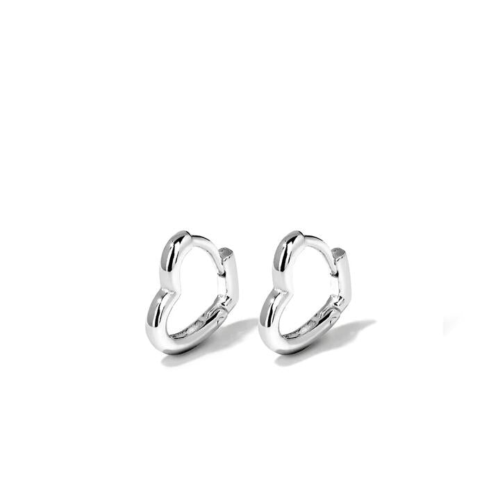 Image of Earrings. Productname: Heart Huggie Earrings in Sterling Silver in Silver colour by brand - Bevilles
