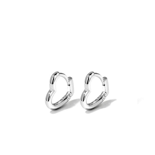 Image of Earrings. Productname: Heart Huggie Earrings in Sterling Silver in Silver colour by brand - Bevilles