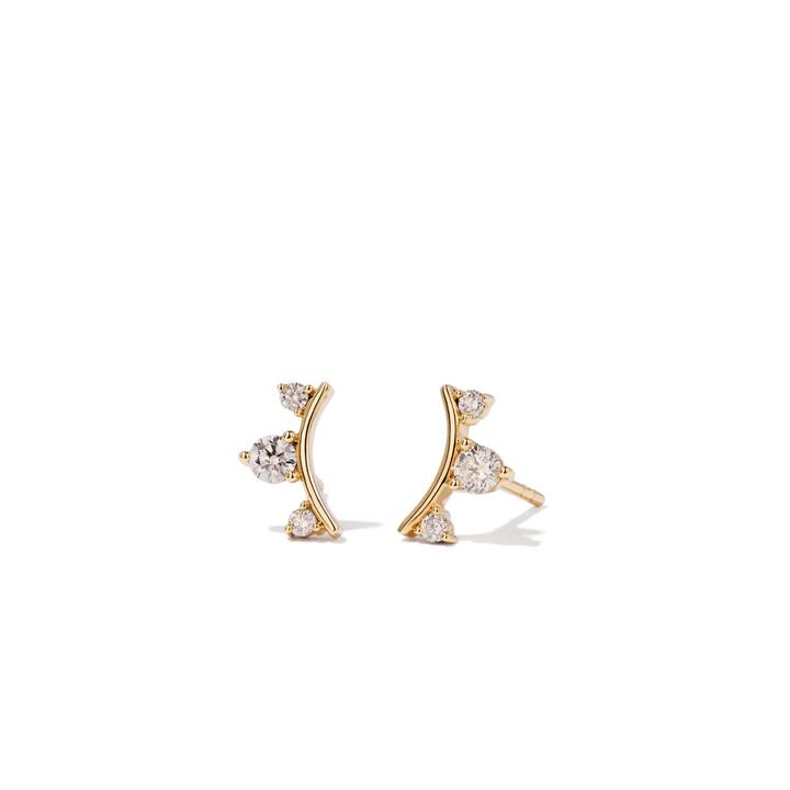 Image of Earrings. Productname: Trio Stud Earrings with 0.25tw of Laboratory-Grown Diamonds in 9kt Yellow Gold in Diamond colour by brand - Bevilles