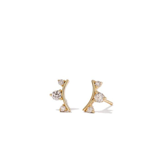 Image of Earrings. Productname: Trio Stud Earrings with 0.25tw of Laboratory-Grown Diamonds in 9kt Yellow Gold in Diamond colour by brand - Bevilles