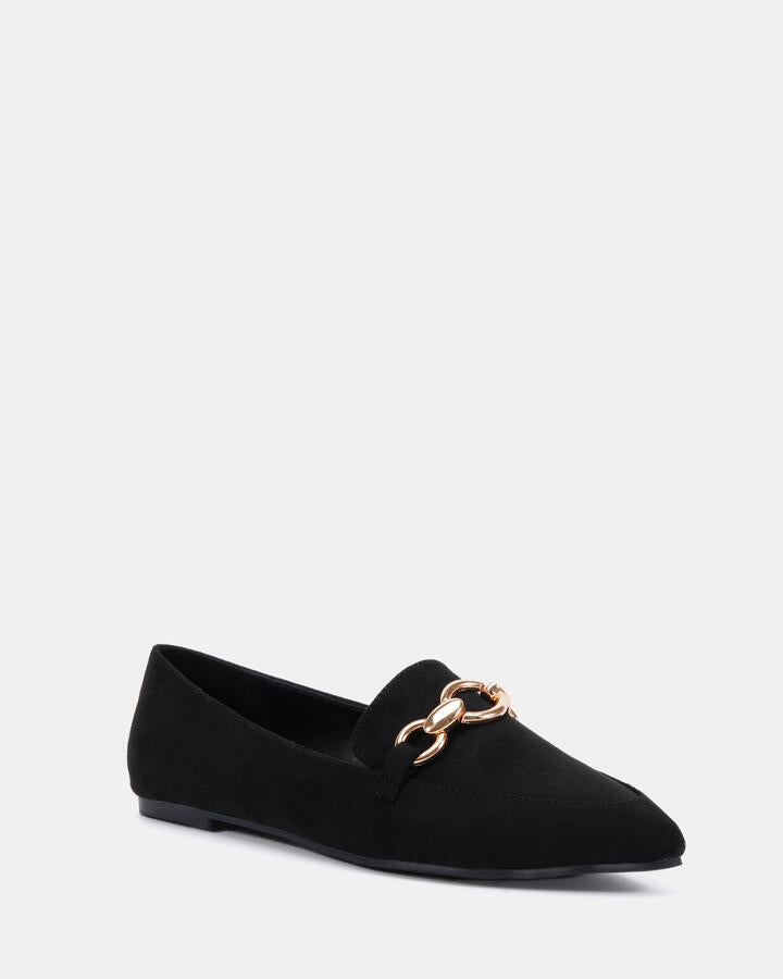 Image of Flats. Productname: Calliope: Black Suede - Women's Casual Flat Closed in Black colour by brand - Novo