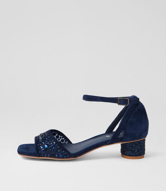 Image of Sandals. Productname: Helio Navy Multi Suede Sandals in NAVY MULTI colour by brand - MIDAS