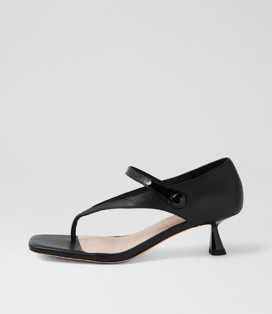 Image of Sandals. Productname: Kyrian Black Leather Sandals in BLACK-BLACK colour by brand - MIDAS