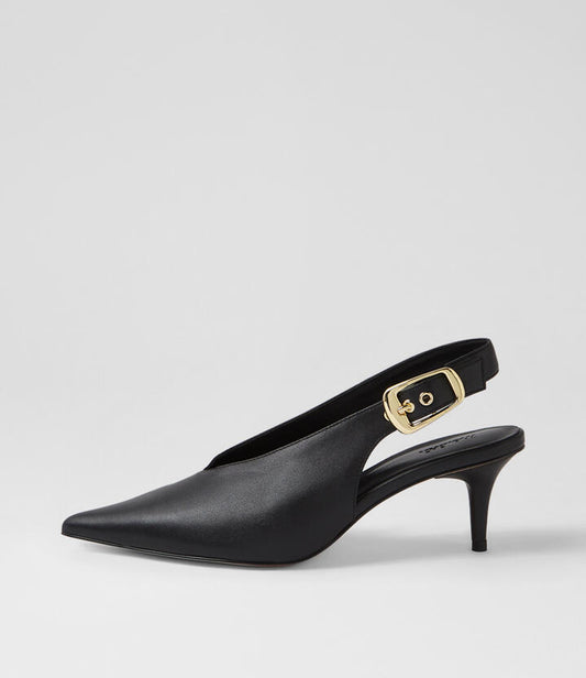 Image of Heels. Productname: Luxen Black Leather Pump Heels in BLACK colour by brand - MOLLINI