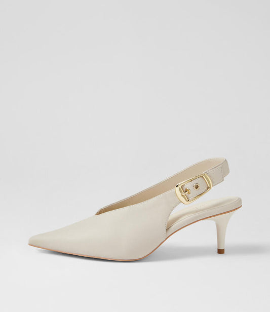 Image of Heels. Productname: Luxen Cream Leather Pump Heels in CREAM colour by brand - MOLLINI