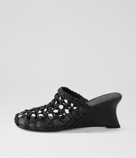 Image of Sandals. Productname: Fayy Black Leather Mules in BLACK colour by brand - MOLLINI