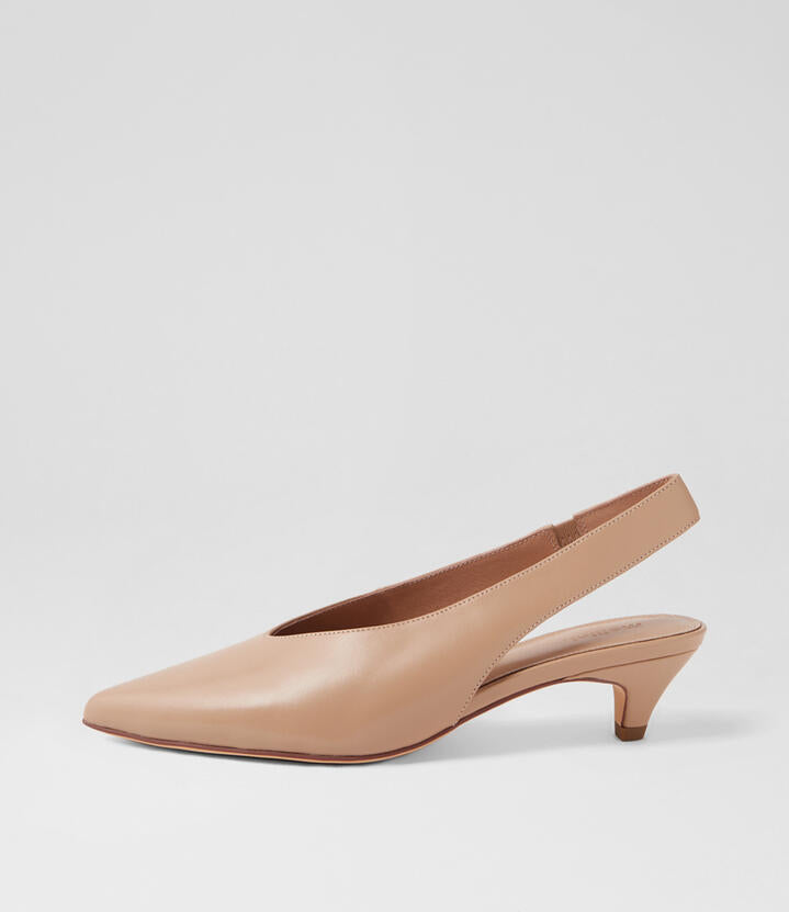 Image of Heels. Productname: Crissi Dark Nude Leather Pump Heels in Dk Nude colour by brand - MOLLINI