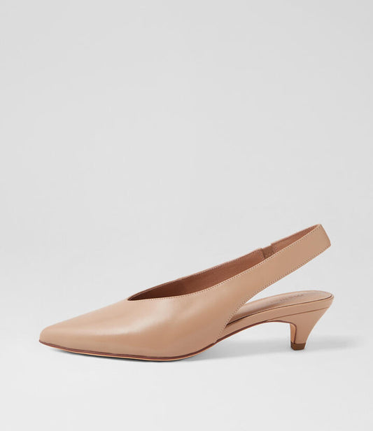 Image of Heels. Productname: Crissi Dark Nude Leather Pump Heels in Dk Nude colour by brand - MOLLINI