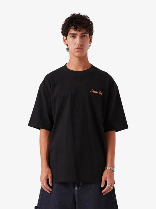 Image of a model wearing Tops. Productname: Barney Cools Medley Tee in Black colour by brand - Barney Cools