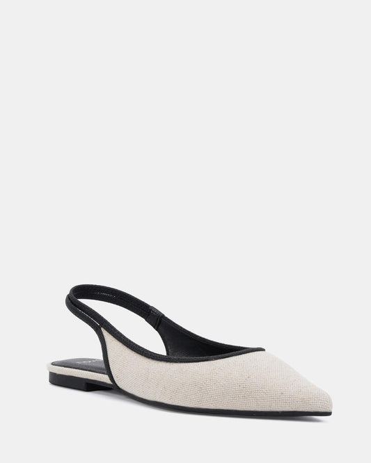 Image of Flats. Productname: Cassey Linen Vegan Flats in Neutral colour by brand - Novo