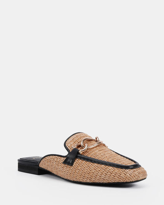 Image of Flats. Productname: Carletta: Raffia - Women's Casual Flat Closed in Olive colour by brand - Novo
