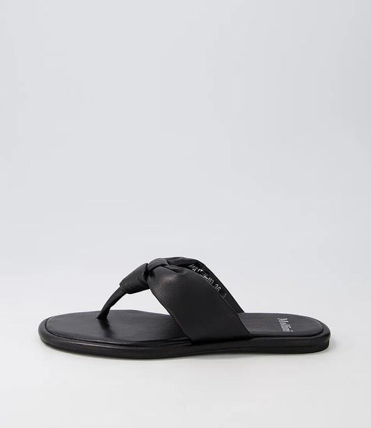 Image of Sandals. Productname: Marteen Black Leather Thongs in BLACK colour by brand - MOLLINI