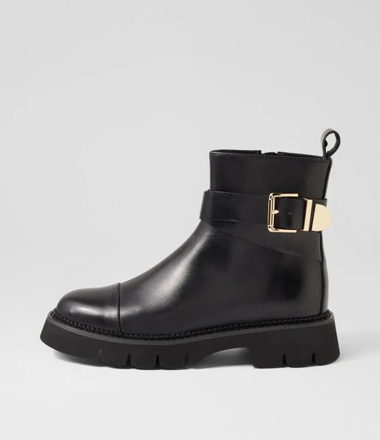 Image of Boots. Productname: Katreen Black Leather Ankle Boots in BLACK colour by brand - MOLLINI