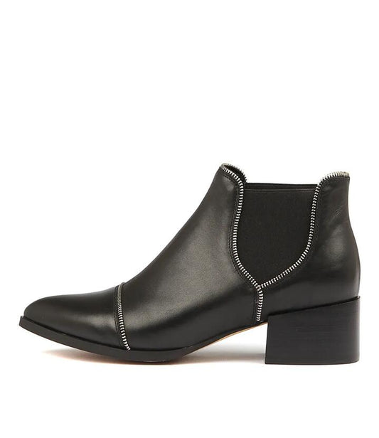 Image of Boots. Productname: Diesels Black Leather Ankle Boots in BLACK colour by brand - MOLLINI