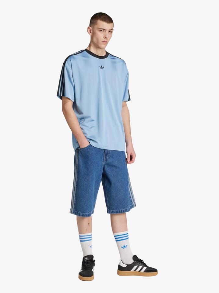 Image of a model wearing Tops. Productname: Adidas Jacquard Jersey in Ash Blue/Black colour by brand - Adidas