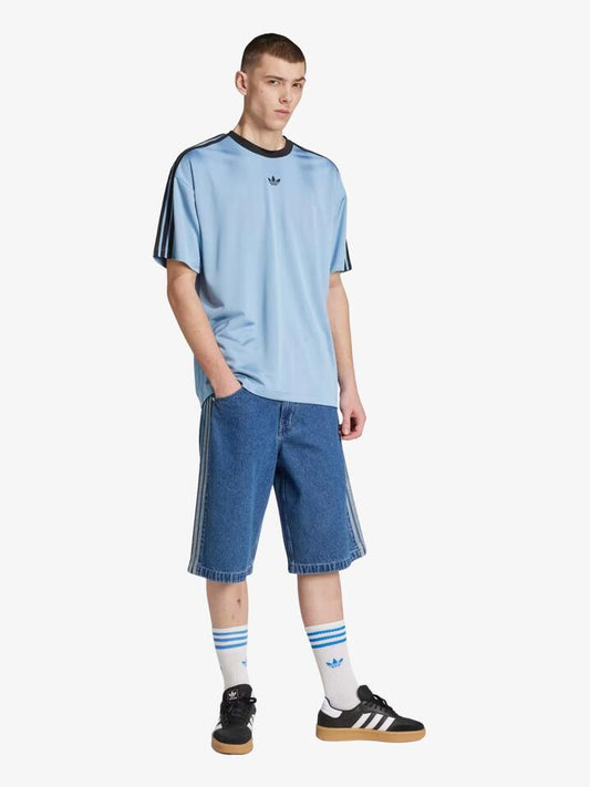 Image of a model wearing Tops. Productname: Adidas Jacquard Jersey in Ash Blue/Black colour by brand - Adidas