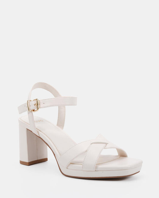 Image of Heels. Productname: Minny: White - Women's Strappy - High Heel in Multi colour by brand - Novo