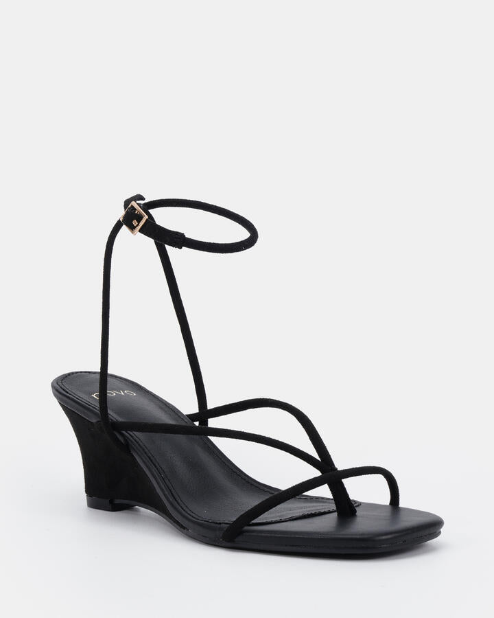 Image of Boots. Productname: Briony Black Suede Vegan Wedges in Black colour by brand - Novo