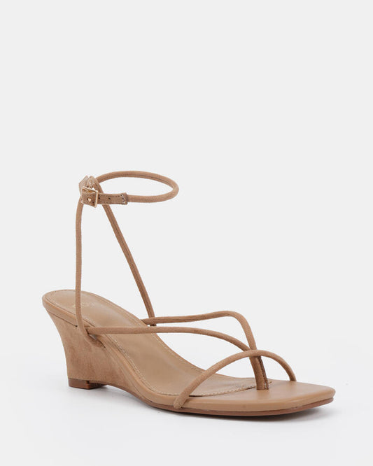 Image of Boots. Productname: Briony Biscoff Suede Vegan Wedges in Biscoff Suede colour by brand - Novo