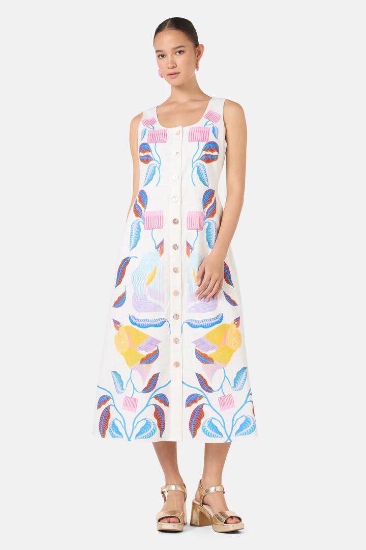 Image of Dresses. Product name - Past Lover Print Midi Dress in Print colour by brand - Gorman