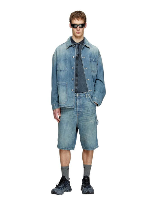 Image of a model wearing Shorts. Productname: Diesel D-Livery-W-Short in Denim Mid Light colour by brand - Diesel