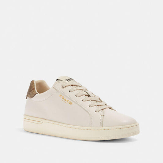 Image of Sneakers. Productname: Clip Low Top Sneaker in CHALK/KHAKI colour by brand - Coach Outlet Australia
