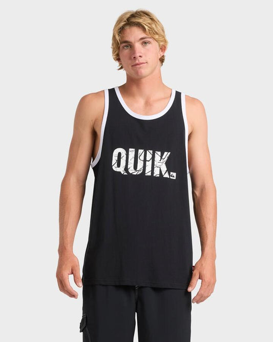 Image of a model wearing Tops. Productname: Quiksilver Mens Basement Tank Top Black - in Black colour by brand - Quiksilver