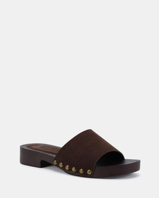 Image of Heels. Productname: Vibing: Espresso - Women's Strappy - Low Heel in Espresso colour by brand - Novo