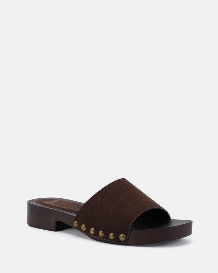 Image of Heels. Product name - Vibing Espresso Low Heels in Espresso colour by brand - Novo